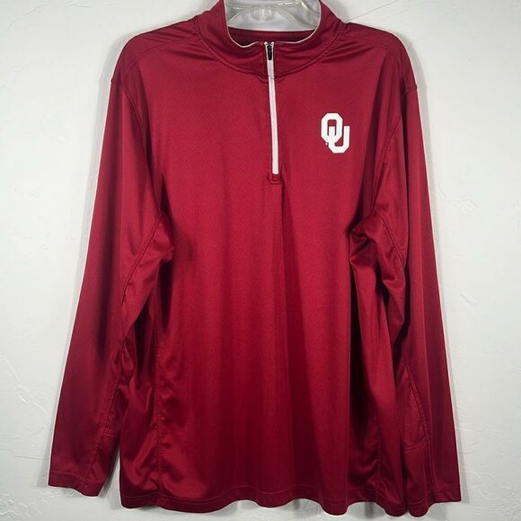 🔥🏈 OKLAHOMA SOONERS Quarter Zip Pullover Lightweight Sweatshirt Men Sz XL - EU - Picture 1 of 8